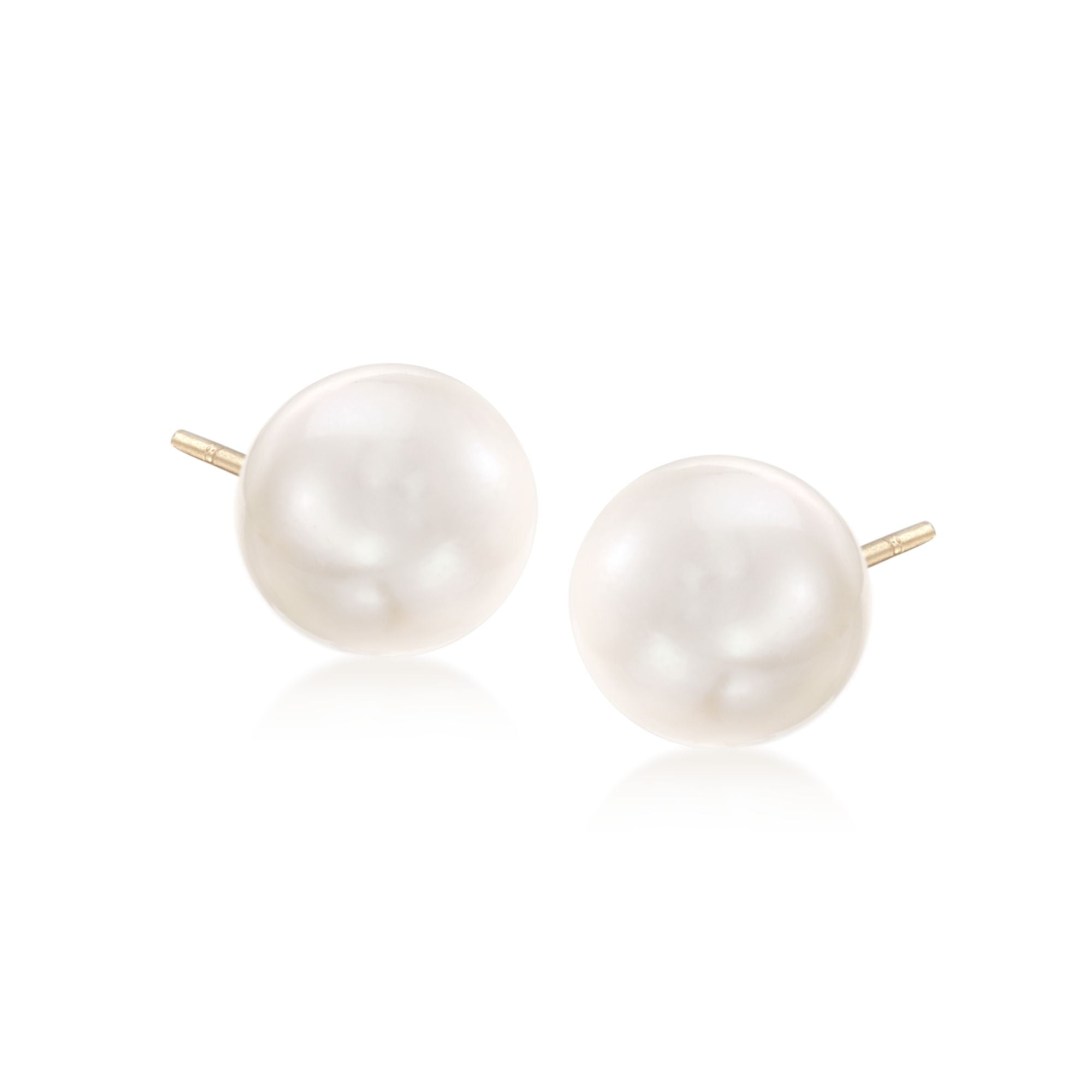 Jewel Tie 925 Sterling Silver 10-11mm White FW Cultured Round Simulated Pearl Stud Earrings