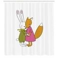 thumbnail image 3 of Ambesonne Animal Shower Curtain, Fox and Hare Hugging, 69"Wx70"L, Pink Amber Olive Green, 3 of 3