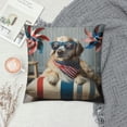 thumbnail image 2 of Orinice   of July Throw Pillow Cushion Cover, Jack Russell Celebrating Independence on an Old Glory Pillow with Sunglasses, Decorative Square Accent Pillow Case,  White, 2 of 5