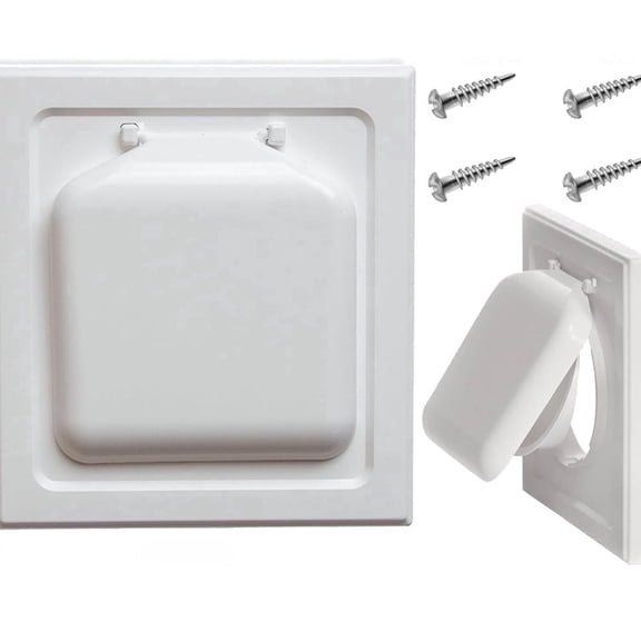 Hibibud 4 Inch Dryer Vent Cover,Double Door Duct Vent for External Wall,Plastic,White