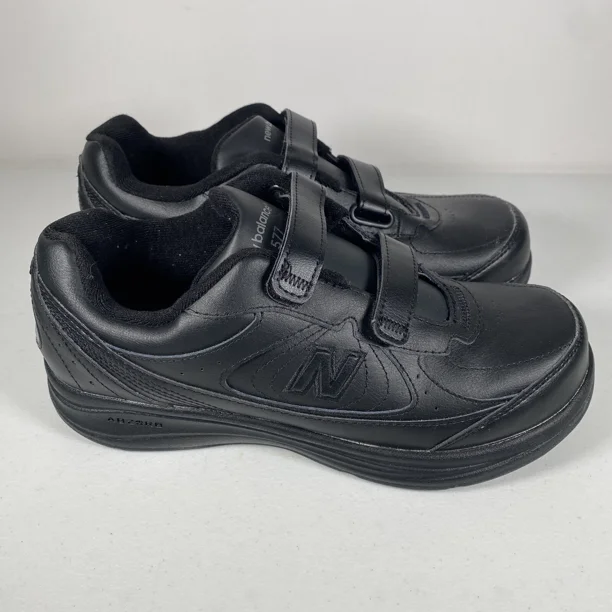 New Balance 577 MW577VK Black Walking Shoes Hook & Loop Men’s 7 2E Wide EUC