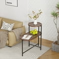 thumbnail image 3 of 2-Tier Small End Table, SHINPT Couch Tray Table with Wood Storage Shelf, Narrow Side Table for Small Spaces, Side Table for Living Room, Bedroom, Balcony, Bedside Table for Best Gift for Family, 3 of 8