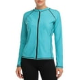 thumbnail image 4 of Charmo Women's Zipper Front Long Sleeve Rash Guard UV/Sun Protection Swim Shirt Wetsuit Top, 4 of 6
