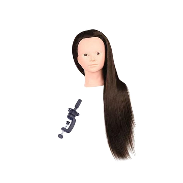 Cabeza de maniquí de cosmetología de 23,6 pulgadas para entrenamiento de cabello, ideal para peluquería. marrón sin maquillaje