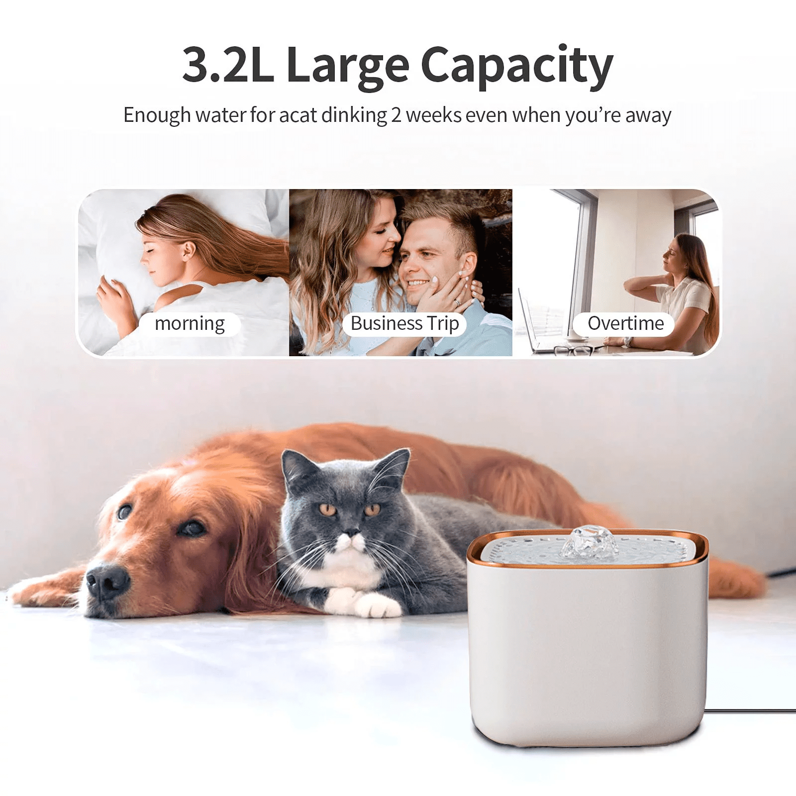Cat Water Fountain 103oz/3L Pet Fountain with Smart Pump Cat Dog Automatic Drinking Water Dispenser