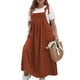 thumbnail image 3 of Vestido de Verano para Mujer, Talla Grande, Informal, Sin Mangas, con Tirantes Finos, para Playa Caqui XL, 3 of 7