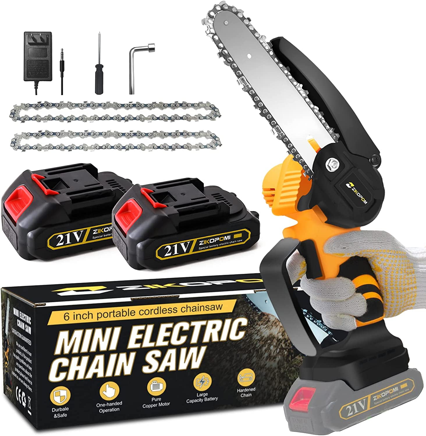 Mini Chainsaw Cordless Small Chainsaw, Upgraded 6 Inch Battery Powered
