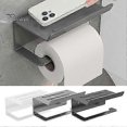 thumbnail image 2 of 1 Set Paper Towel Rack Easy Installation Carbon Steel Wall-mounted Toilet Paper Holder with Shelf for Home Bathroom, 2 of 4