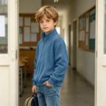 thumbnail image 6 of DJDLJWCJ Boys Zip Up Sweatshirts Stand Collar Long Sleeve Solid Color Sweatshirt Comforty Lightweight Full Zipper Jacket Navy Size 11, 6 of 9