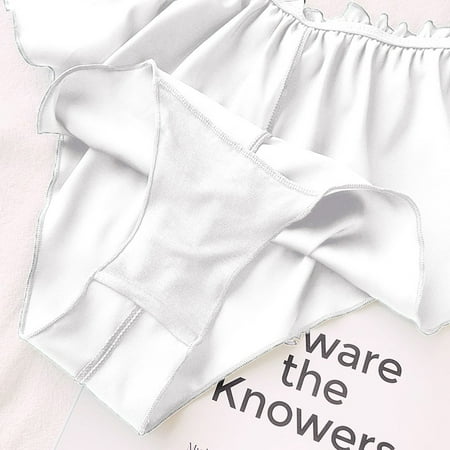 

Cathalem Lingerie Set Satin Silk Women Pajamas S-XXXL Floral Shorts Lace Underwear Flowers Push up Bras for Women Underwear White Small