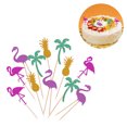 thumbnail image 1 of 12pcs Hawaii Cake Tooper Flamingo Pineapple Coconut Tree Cake Picks for Luau Beach Party, 1 of 7