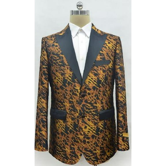 Mens Leopard Print Pattern Dinner Modern Fit Jacket Alberto Fashion-1#
