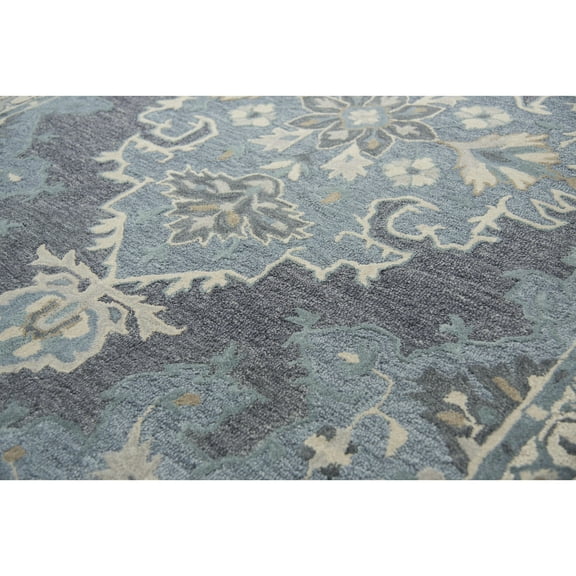 Alora Decor Cascade 2'6" x 8' Medallion Dk Gray/Blue Gray/Natural/Ivory Area Rug
