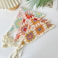 thumbnail image 5 of Cute Sweet Knitted Handmade Crochet Little Flower French Pastoral Style Headband Towel Triangle Headband Headscarf Hat I, 5 of 8