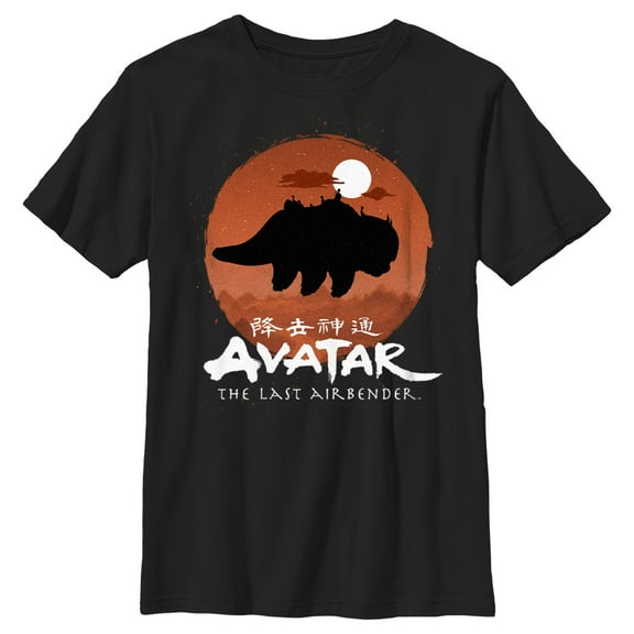 Boy's Avatar: The Last Airbender Classic Logo Circle Silhouette  Graphic Tee Black Medium