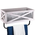 thumbnail image 7 of Autumn Alley White Barn Door Farmhouse Towel Rack with Shelf – Galvanized Metal Accent, 7 of 7
