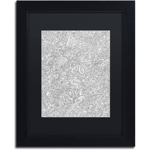 Trademark Fine Art "Oodles of Doodles" Canvas Art by Hello Angel, Black Matte, Black Frame