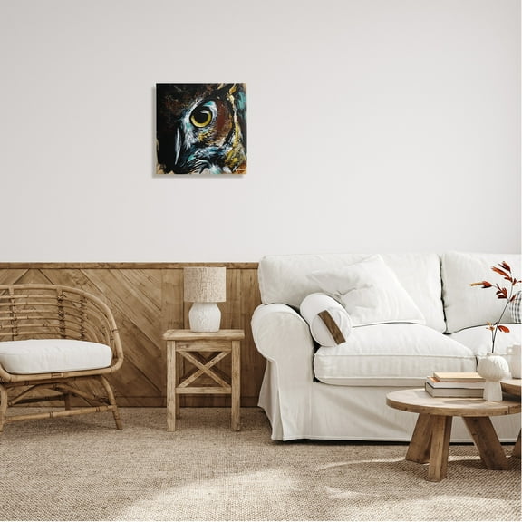 Stupell Industries Intense Owl Eye Portrait Wildlife Animals & Insects Painting Gallery Wrapped Canvas Print Wall Art