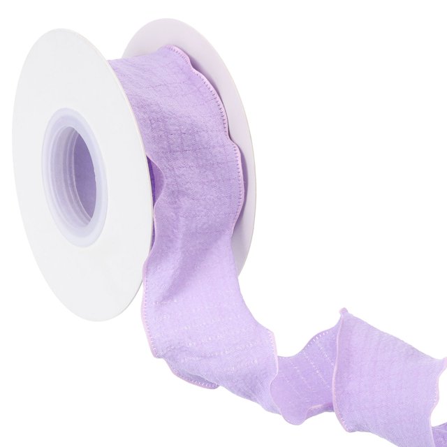 Unique Bargains 10 Yards Plaid Ribbon for Decoration, Pleated Grape Purple