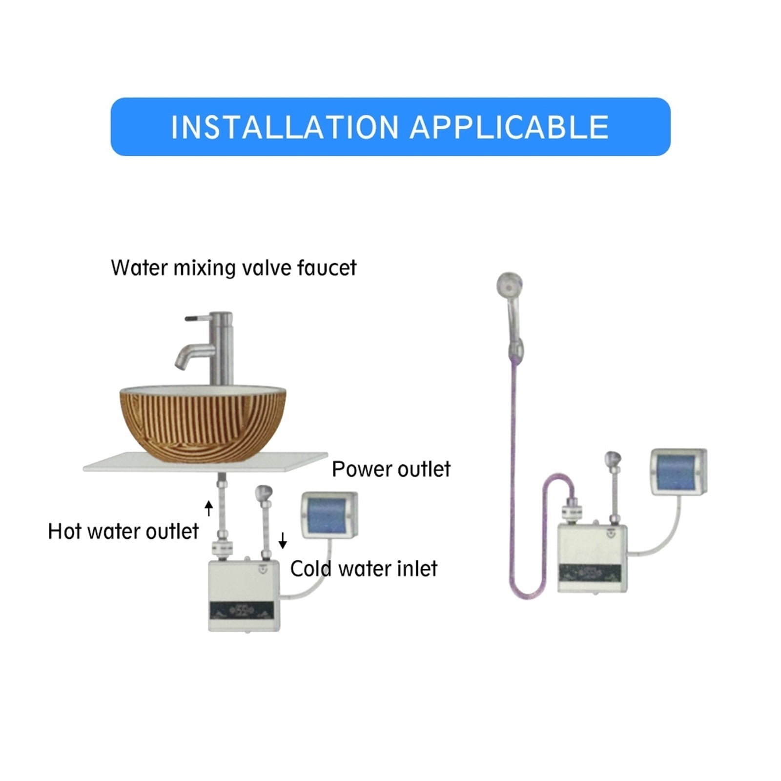4600W Instant Tankless Water Heater Electric Heaters For Bathroom Hot Water Shower And Home Kitchen Faucet ,Safety Protections