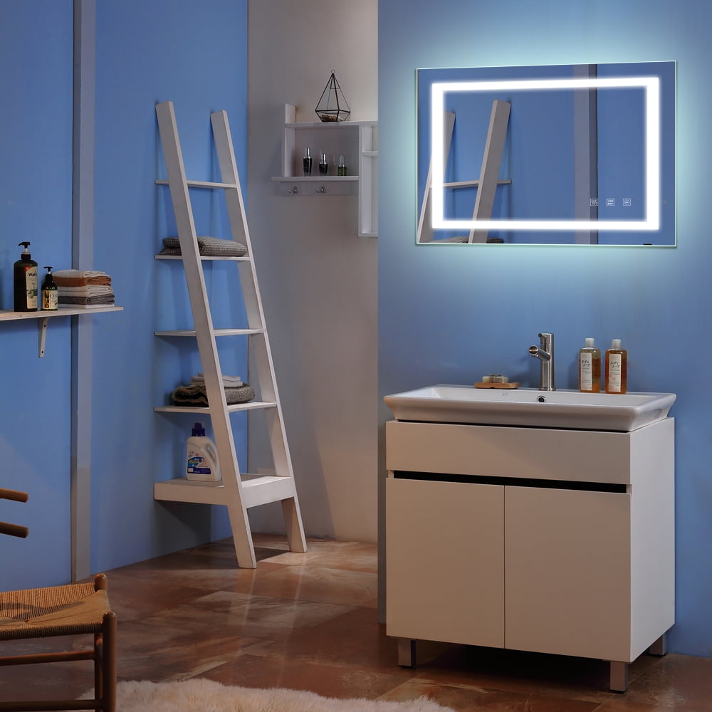 Kepooman 32*24" Square Touch LED Bathroom Mirror, Tricolor Dimming Lights Kepooman 32*24" Square Touch LED Bathroom Mirror, Tricolor Dimming Lights