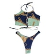 thumbnail image 2 of Qarigey Tankini estampado bohemio cintura alta Split traje de baño Push-up Bra Panty Pool Party traje de baño señora adultos Ropa interior Sujetador verde panty L NO3 Qarigey AP010459-03, 2 of 6