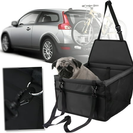 Pet Car Booster Seat for Dog Cat Portable and Breathable Bag with Seat Belt Dog Carrier Safety Stable for Travel Look Out,with Clip On Leash and Storage Pockage