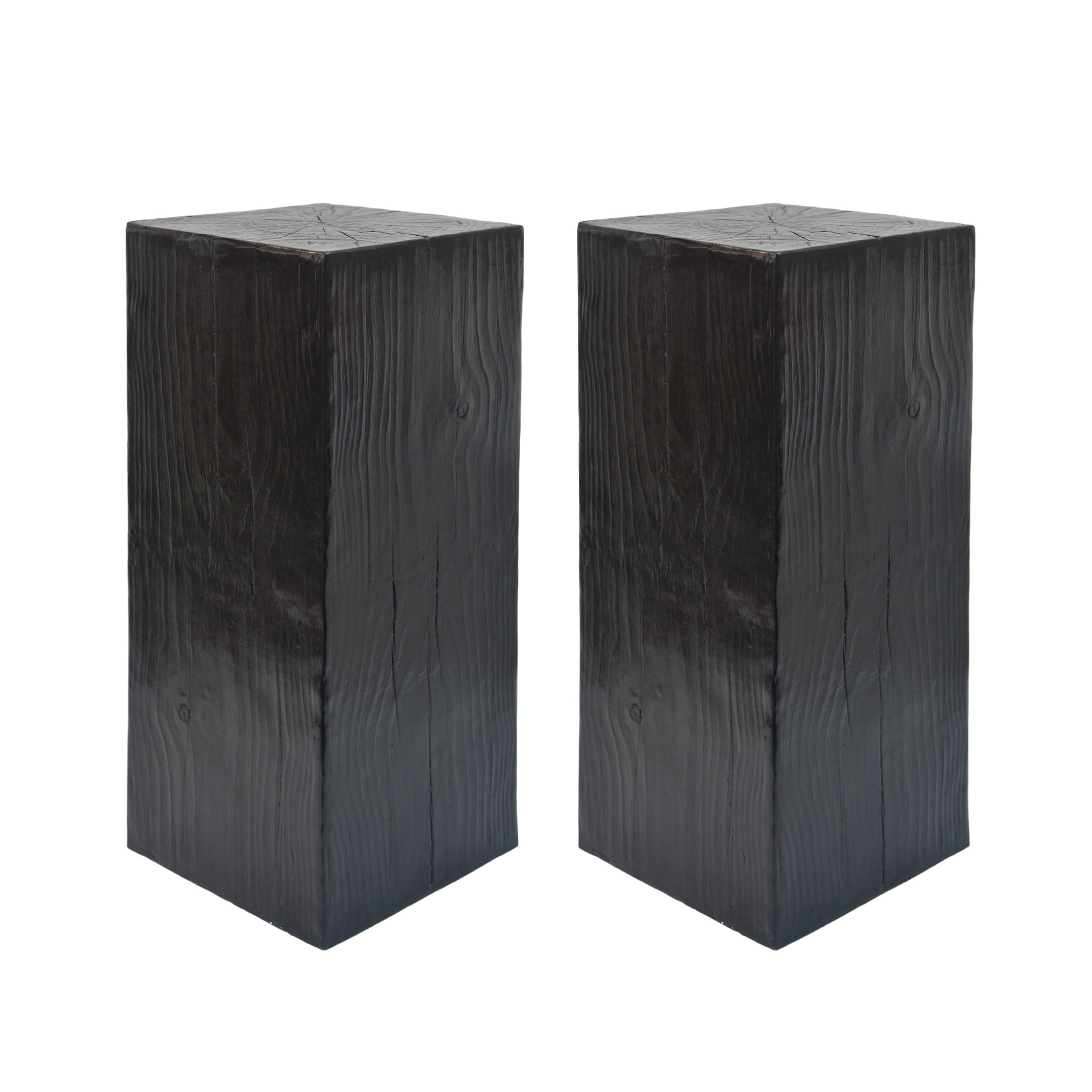 Christopher Knight Home 33.75" MGO End Table, Wood-Look Square Design, Indoor Outdoor Side Table, Black Finish, Set of 2