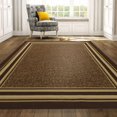 thumbnail image 3 of Ottomanson Ottohome Collection Non-Slip Rubberback Bordered Design Indoor Area Runner Rug, Brown, 3 of 7