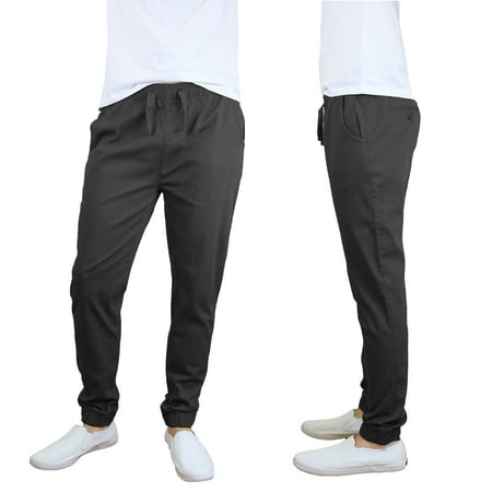 Mens Joggers Chino Pants Stretch Twill Slim Fit (Best Athletic Fit Chinos)