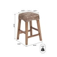 thumbnail image 3 of Maui 25.5" Rustic Bohemian Hyacinth/Wood Backless Counter Stool, Brown Wash Woven Seat with Natural Wood Frame, 3 of 7