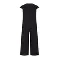 thumbnail image 5 of Pants for Women,Clearance Women's Plus Size Women Casual Solid Cotton Linen Romper Long Playsuit Zipper Short Sleeve Jumpsuit Loose Causal Pants, 5 of 5