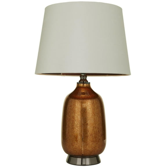 DecMode 26" Gourd Style Base Copper Table Lamp with White Velvet Shade