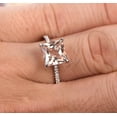 thumbnail image 3 of 1.25 Carat Peach Pink Real Morganite (princess cut Real Morganite) and Man made diamond moissanite Engagement Ring with 18k Gold Plating, 3 of 5