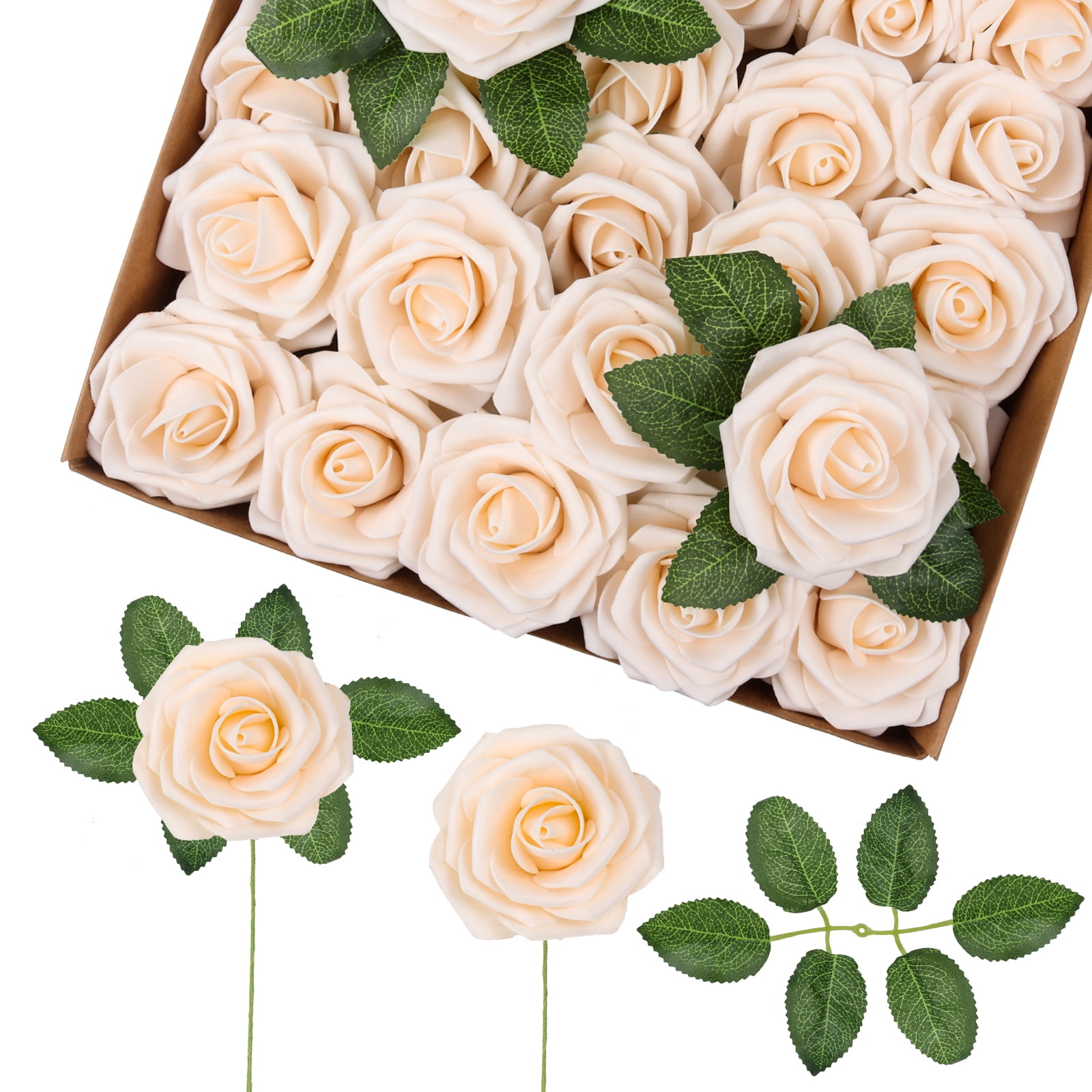 RECUTMS Artificial Rose Flowers 50pcs Foam Roses for DIY Wedding Party