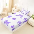 thumbnail image 4 of Erosebridal Kids Kawaii Gradient Bowknot Twin Sheet Sets 3pcs,Purple Watercolor Clover Bedding for Teens Girls,Breathable Home Decor, 4 of 5