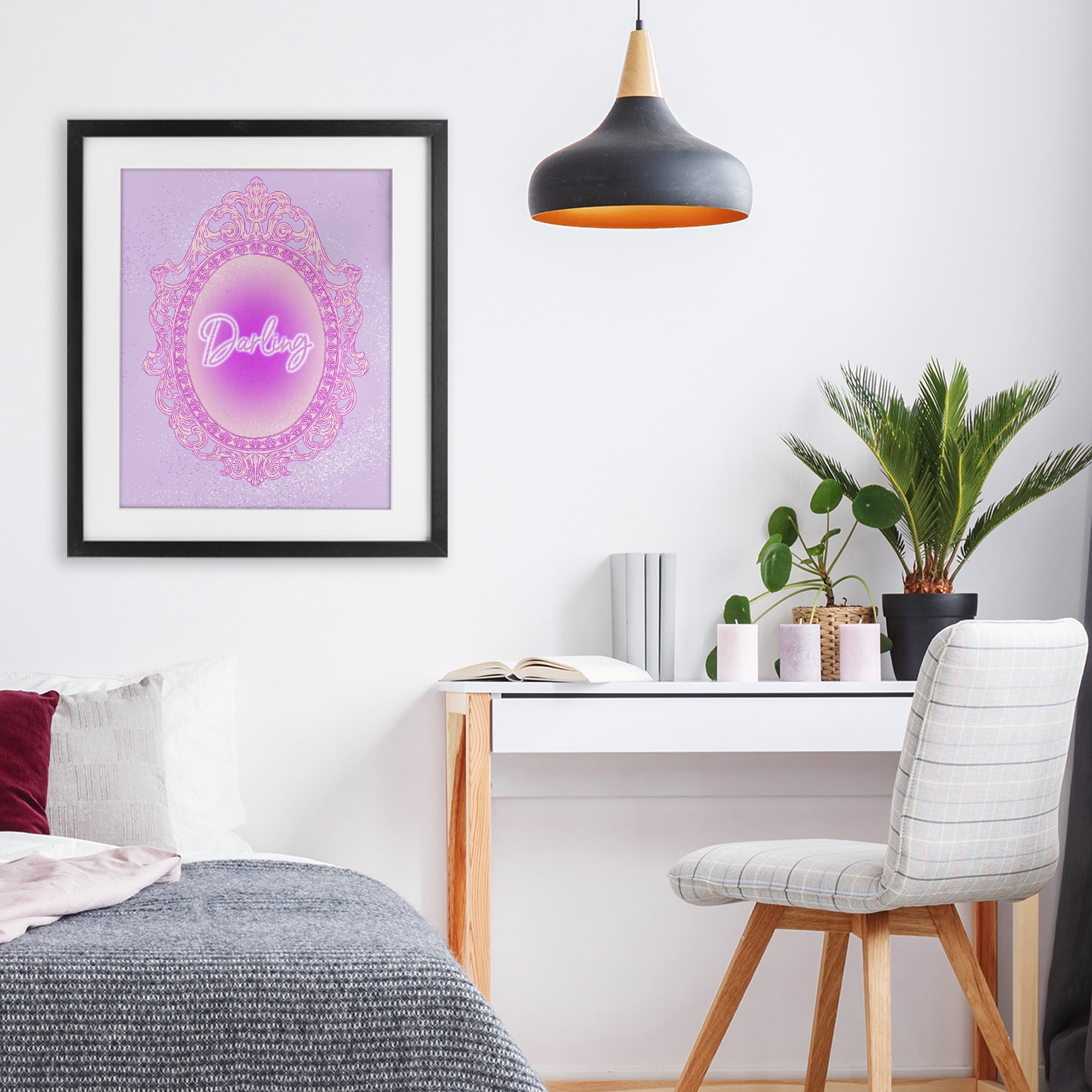 Stupell Industries Darling Ornate Mirror Black Framed Print Under Glass, design by Ziwei Li