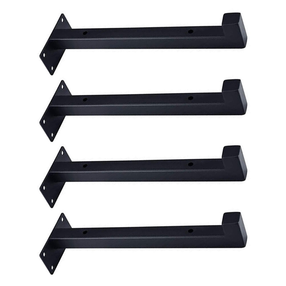 4-Pack Black Shelf Support Brackets 20x8.2CM Heavy Duty Wall Mount Holders for Home Storage and Organization