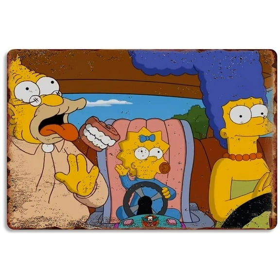 Vintage Winners' Pizza Metal Plaque Poster The Simpsons Retro Metal Tin Sign Plaque Wall Decor Gift For Bathroom Theater Cafe School Farm Bedroom 8x12 Inch