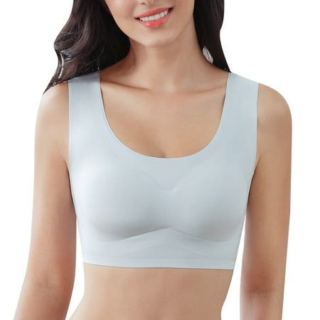 Fvwitlyh Brassiere Sport Femme Women'S Comfortable Traceless Lightweight  Beautiful Back Simple And Rimless Bra Silver,L