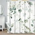 thumbnail image 2 of 72x84 Inches Eucalyptus Leaf Shower Curtain Abstract Green Watercolor Sage Vine Leaves Botanical Bath Curtain Plant Home Bathroom Decor Waterproof Polyester Fabric with Hooks, 2 of 5