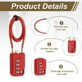 thumbnail image 2 of Uxcell 2-Pack Candado de Combinación, Aleación de Zinc 4 Dígitos Contraseña 20 In Cable Candado de Equipaje Exterior Sin Llave [Rojo], 2 of 7