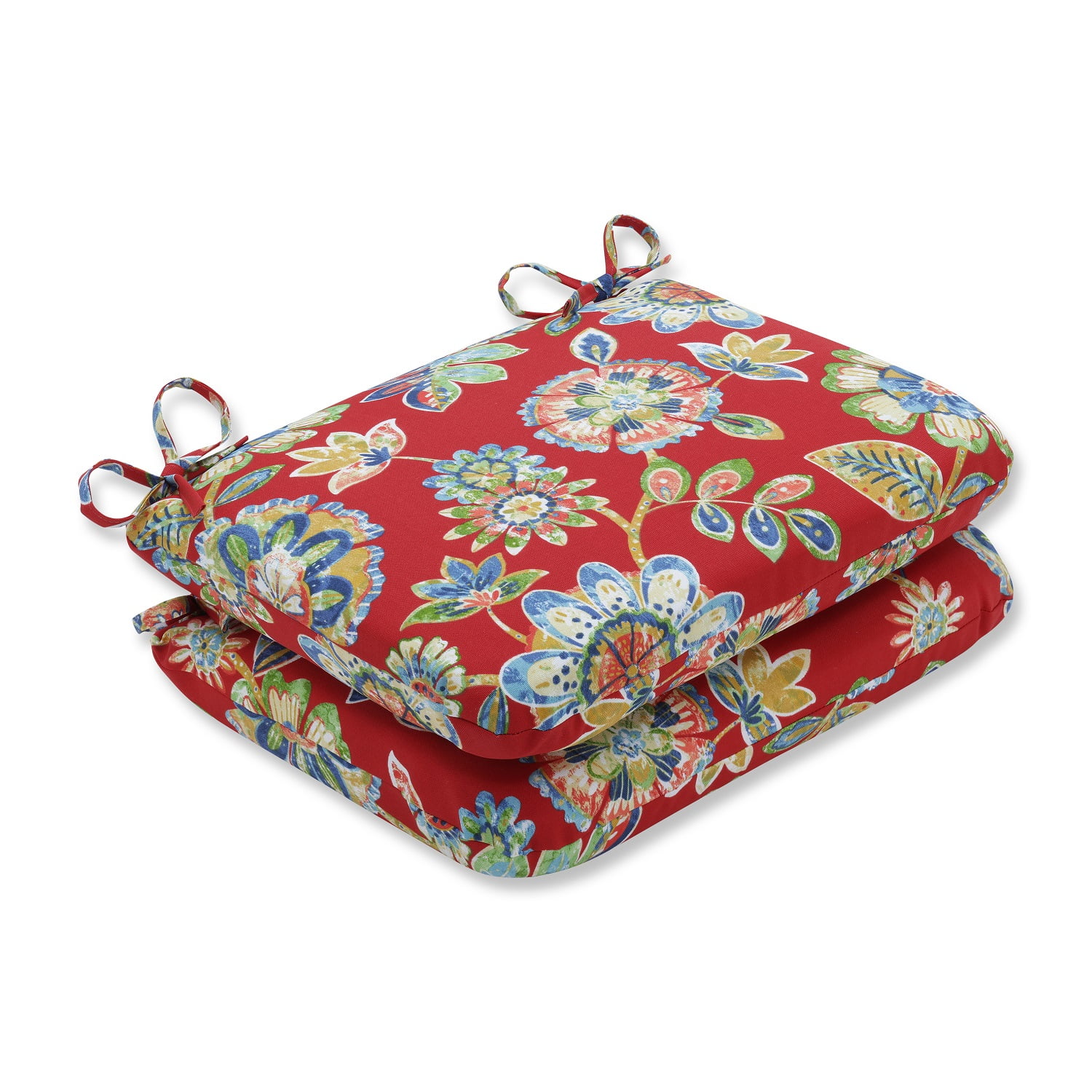 Set of 2 Blooming Tropical Garden Outdoor Patio Seat Cushions 18.5