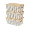 thumbnail image 2 of simhoa 3x Bacs de Rangement avec Couvercles en Bambou Panier de Rangement pour Table Armoire de Cuisine Blanc, 2 of 8