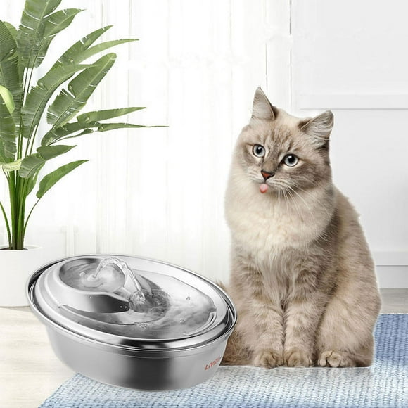 2L Stainless Steel Cat Water Fountain, Super Quiet Adjustable Water Flow Automatic Pet Water Drinking Dispenser (67oz)