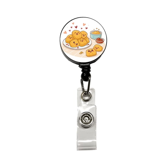 Kawaii Chicken Nuggets Retractable Reel ID Badge Key Card Name Tag Holder with Clip