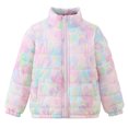 thumbnail image 3 of Curuila Toddler Girls Coat With Zipper Long Sleeve Graphic Print Stand Collar Jacket For Girls Winter Warm Comfortable Outerwear Size 4-5 Years, 3 of 8