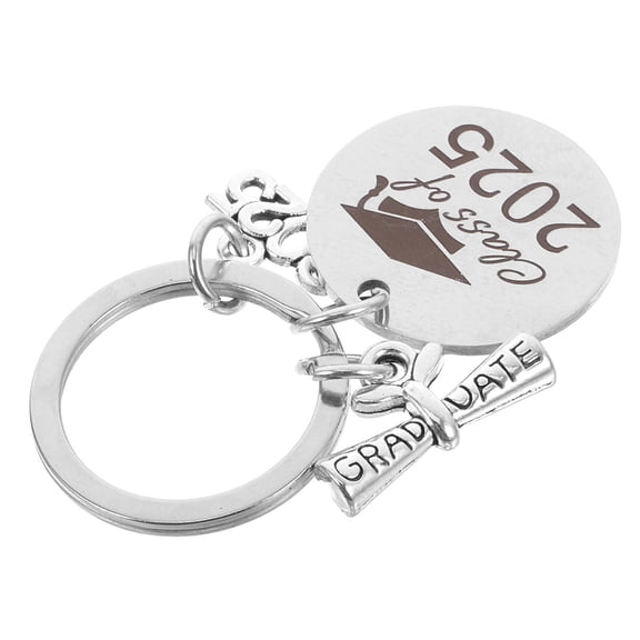FUEENIRVA 1Set Graduation Tassel Keychain Round Cap Charm for in Silver