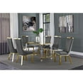thumbnail image 2 of 7pc. 68" x 40" Glass Dining Set with 6 Chairs and Gold Stainless Steel, 2 of 4