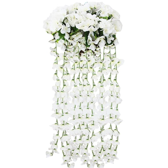 witspace Artificial Hanging Flowers for Outdoor, Violet Ivy Fake Hanging Plant & Flowers for Home Wedding Garden Yard Hanging Baskets Wisteria Garland Orchid Bunch Decoration